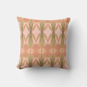 Designer Pillow With Coral Pinks And Green