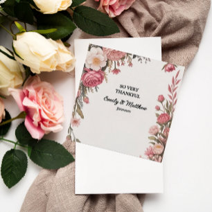 Designer Pink Flower Bouquet Thank You Card