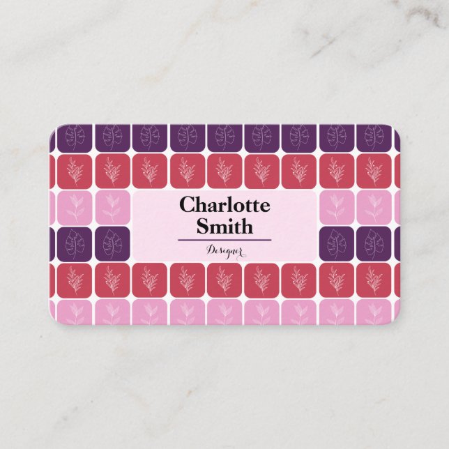Designer Pink personalised Business Card (Front)