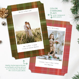 Designer Plaid Color Changing Photo Christmas Card