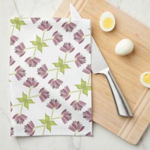 Designer Plum Floral Towel With Lime