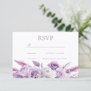 Designer Purple Lavender Floral Wedding RSVP Card