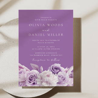 Designer Purple Lavender & White Floral Wedding Invitation