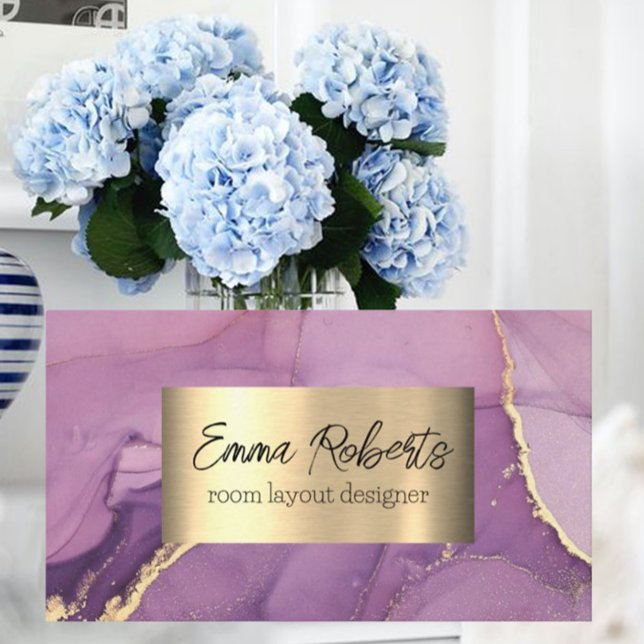 Designer Purple Marble Gold Simple Business Card (Creator Uploaded)
