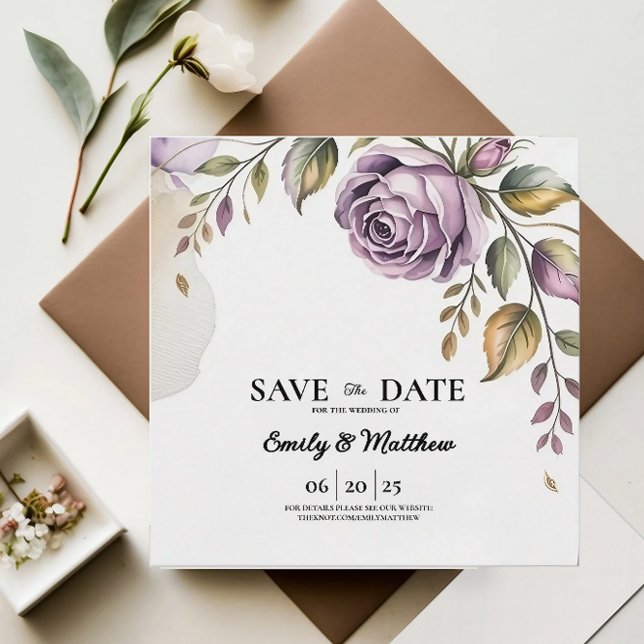 Designer Purple Rose Save The Date (Creator Uploaded)