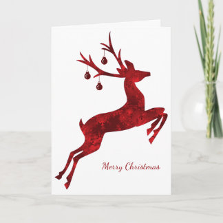 Designer Reindeer Christmas Card in Red