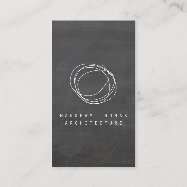 Designer Scribble Logo on Black Chalkboard II Business Card (Front)