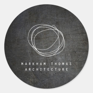 Designer Scribble Logo on Black Grunge Metal Classic Round Sticker