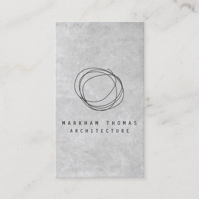 Designer Scribble Logo on Grey Concrete Business Card (Front)