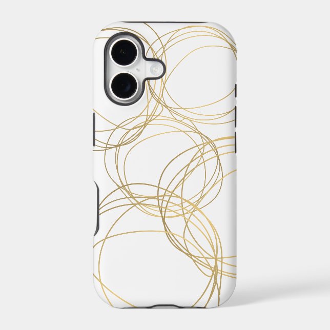 Designer Scribble Pattern in Gold on White (Back)