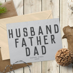 Designer Script Father's Day Grey Modern Photo Announcement