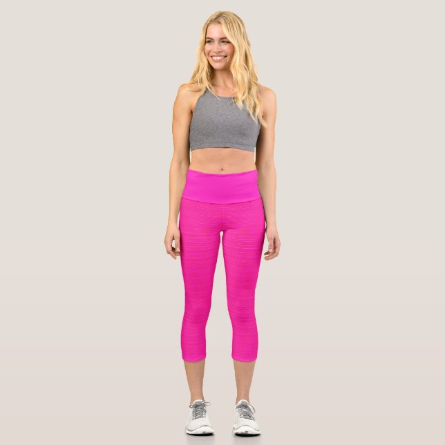 Designer Soft Hot Pink High Waisted Capri Legging (Front)