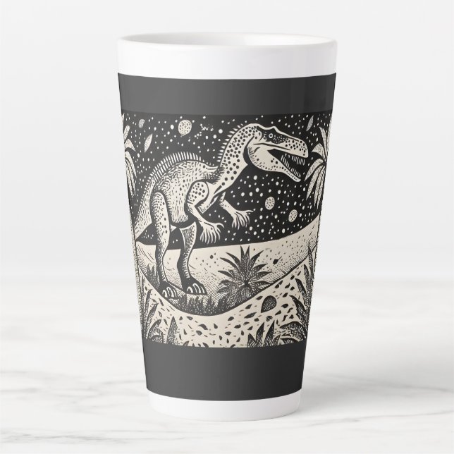 Designer T-Rex Dinasaur Latte mug for Historians (Front)