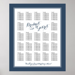 Designer Text Navy Blue Wedding Seating Chart