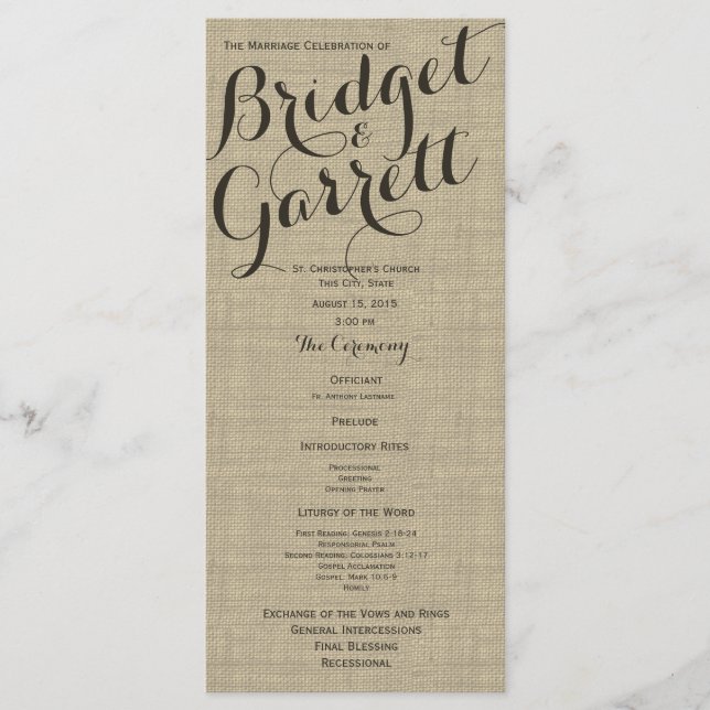 Designer Text Wedding Program Programme (Front)