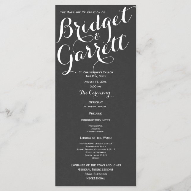 Designer Text Wedding Program Programme (Front)
