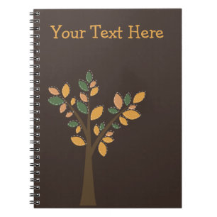 Designer Tree Brown Spiral Personalised Notebook