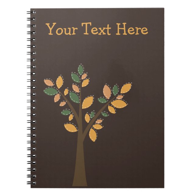 Designer Tree Brown Spiral Personalised Notebook (Front)