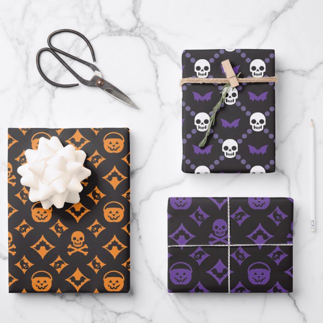Designer Variety Halloween! Vuitton & Gucci Wrapping Paper Sheet (Front)