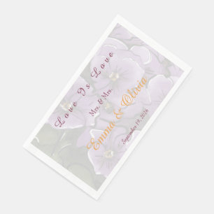 Designer Violet Flowers LGBTQ Mrs and Mrs Wedding  Napkin