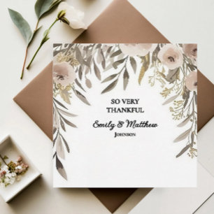 Designer Watercolor Flowers Thank You Card
