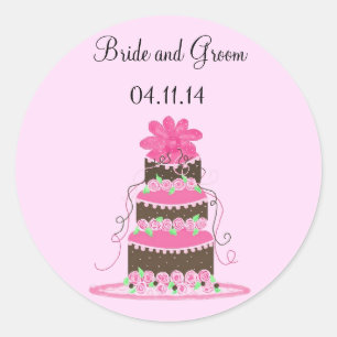 Designer Wedding Cake Save the Date Classic Round Sticker