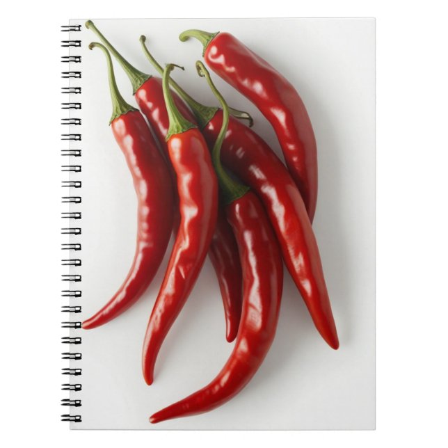 Designer's Notebook with Vibrant Chilli Peppers (Front)