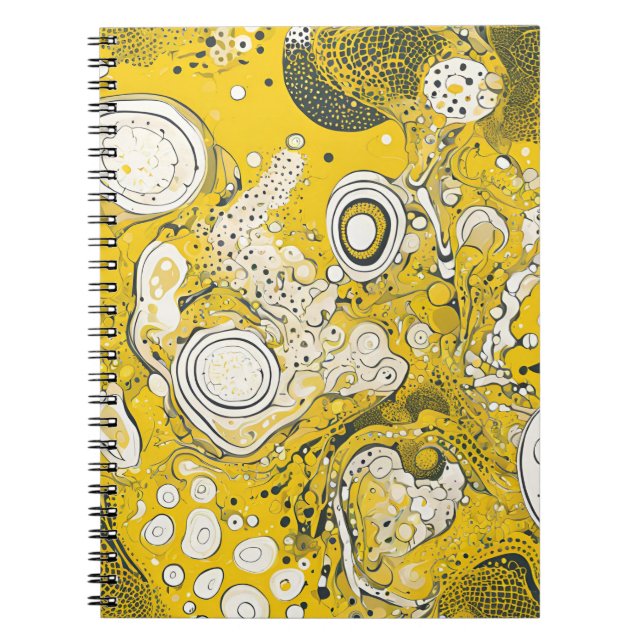 Designer's Notebook with Yellow Abstract Organic P (Front)