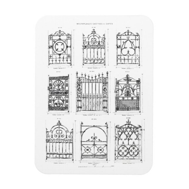 Designs for cast-iron gates, from 'Macfarlane's Ca Magnet (Vertical)