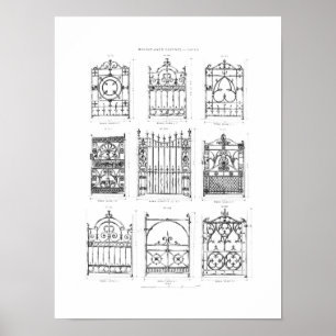 Designs for cast-iron gates, from 'Macfarlane's Ca Poster