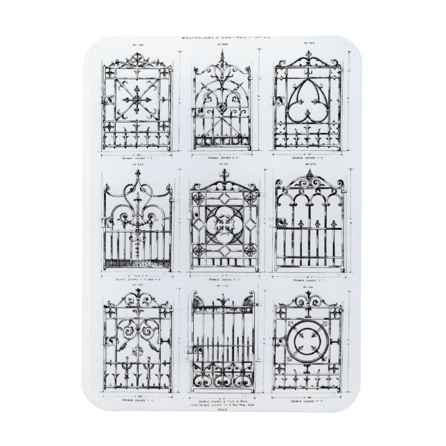 Designs for cast-iron railings, from 'Macfarlane's Magnet (Vertical)
