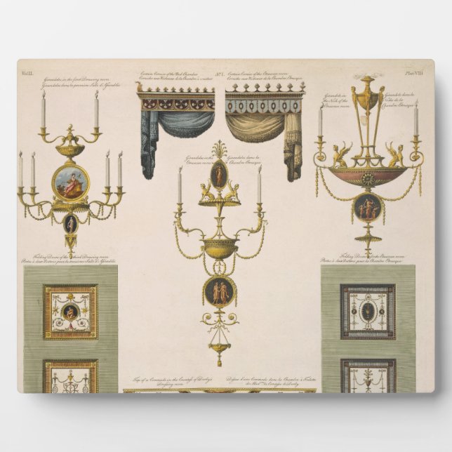 Designs for Curtain Cornices, Girandoles and Foldi Plaque (Front)