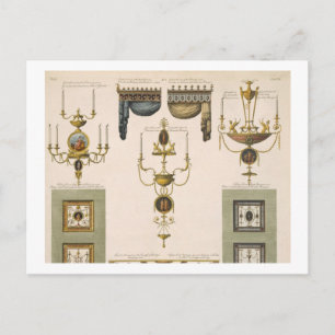Designs for Curtain Cornices, Girandoles and Foldi Postcard