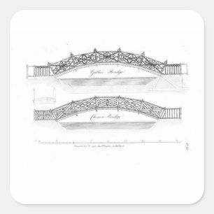 Designs for garden bridges, published 1773 (engrav square sticker