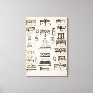 Designs for garden seats, from 'A Compendium of Dr Canvas Print