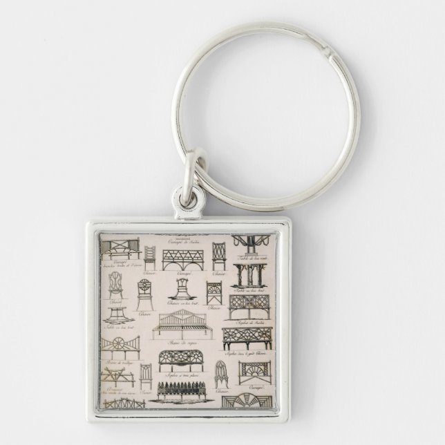 Designs for garden seats, from 'A Compendium of Dr Key Ring (Front)