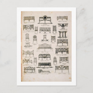 Designs for garden seats, from 'A Compendium of Dr Postcard