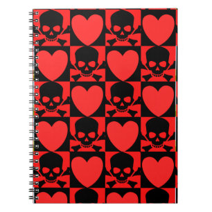 Designs with Skulls and Hearts Notebook