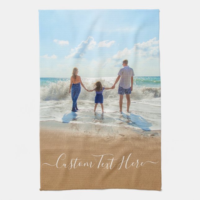 Desin Your Own Photo Kitchen Towel Custom Text (Vertical)