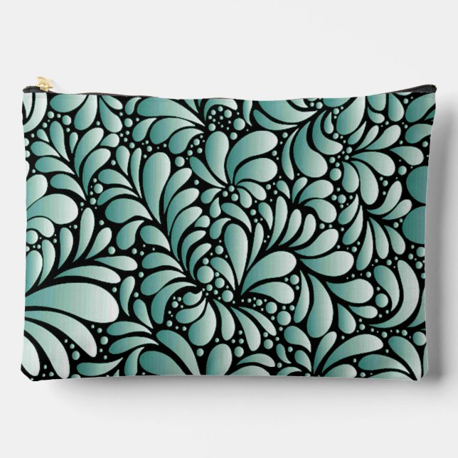 Desirable Fleur Pattern in Minty Green Accessory Pouch (Front)