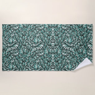 Desirable Fleur Pattern in Minty Green Beach Towel