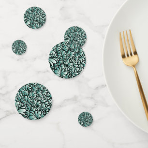 Desirable Fleur Pattern in Minty Green Confetti