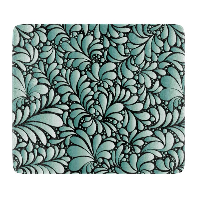 Desirable Fleur Pattern in Minty Green Cutting Board (Front)