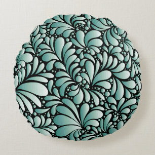 Desirable Fleur Pattern in Minty Green Round Cushion