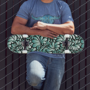 Desirable Fleur Pattern in Minty Green Skateboard