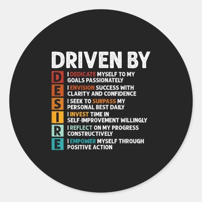 Desire Definition Motivational Quote Affirmations  Classic Round Sticker (Front)