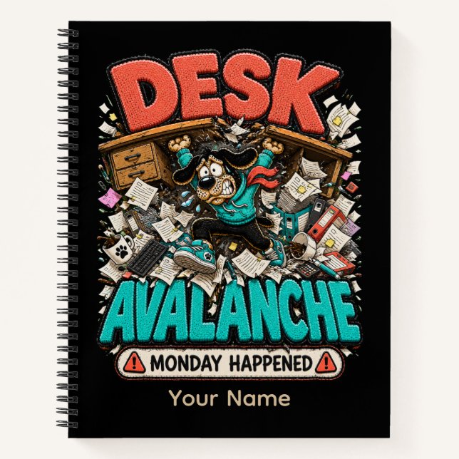 Desk Avalanche Personalised Funny Office T-Shirt Notebook (Front)
