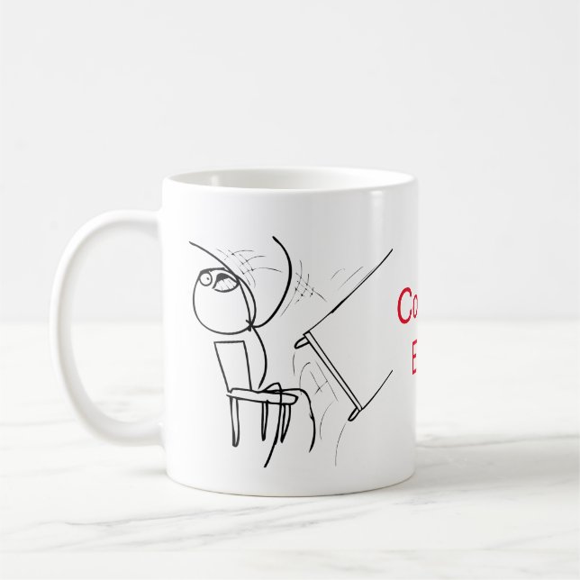 Desk Flip Guy Compile Error Programmers Coffee Mug (Left)