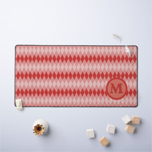 Desk mat - Argyle Pattern in Red with Monogram