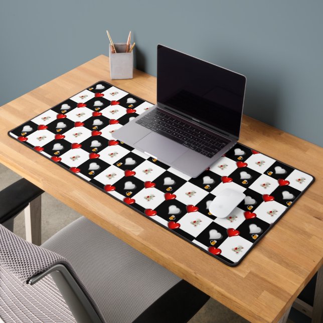 Desk Mat Beer Teddy Bears Red Hearts  (Office 2)